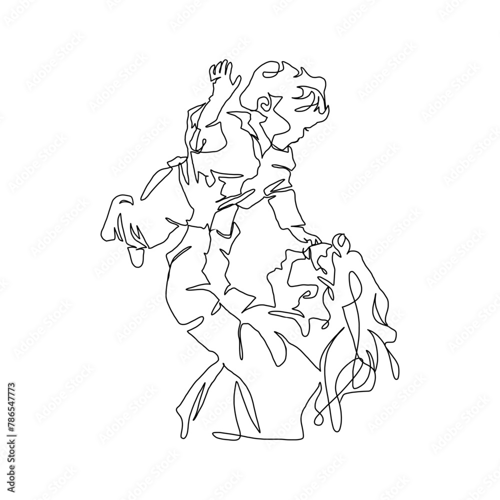 Fototapeta premium Continuous Line Art of Motherhood, Carry baby, Happy Mother day card, one line drawing, parent and child silhouette hand drawn. Vector illustration