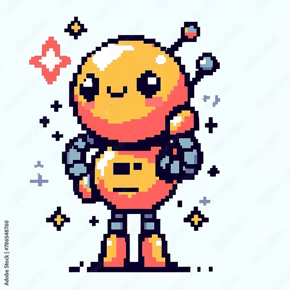 set of funny pixel art robot set of funny pixel art robot