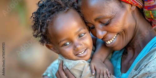 Ethiopian mother and child in laughter embrace, a snapshot of pure joy