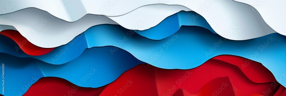 Naklejka premium Abstract Patriotic Waves in Red, White, and Blue