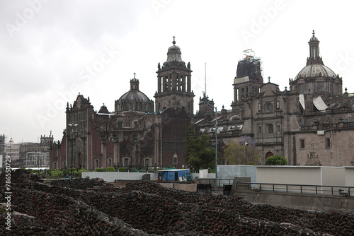 Mexico City central square on a cloudy winter day