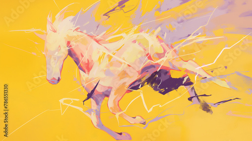 Arte contemporânea cavalos e raios - Ilustração  photo