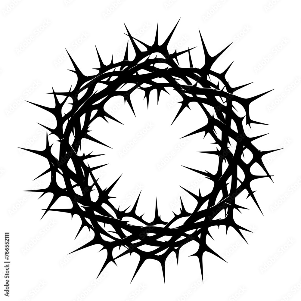 Fototapeta premium Black illustration of a crown of thorns. vector logo for crucifixion.