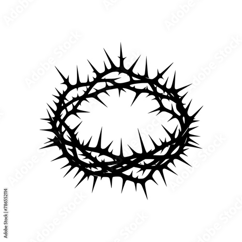 Black illustration of a crown of thorns. vector logo for crucifixion.