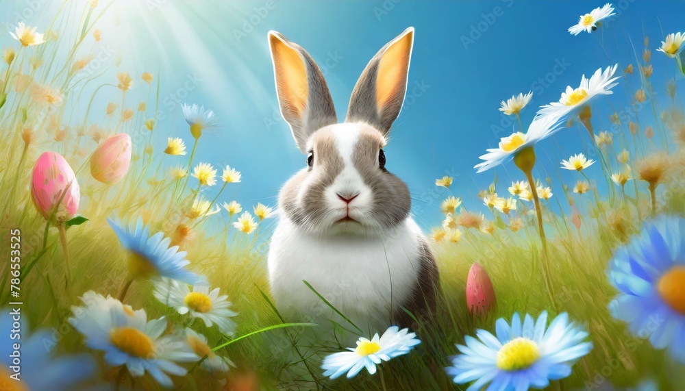 easter bunny with easter eggs