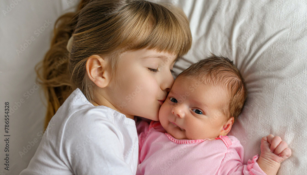 cute baby siblings sleep together, newborn baby and toddler older sister, sibling relationship in the family when the youngest was born cute baby siblings sleep together, newborn baby and toddler older sister, sibling relationship in the family when the youngest was born