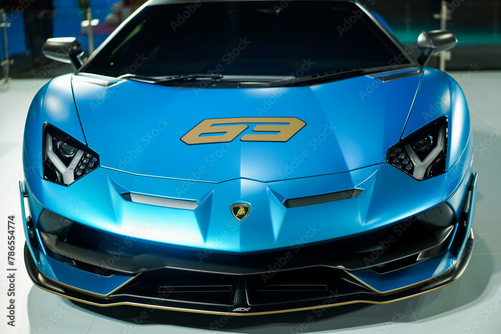 Bangkok, Thailand - 5th April 2024: Blue lamborghini Aventador LP770-4 ...