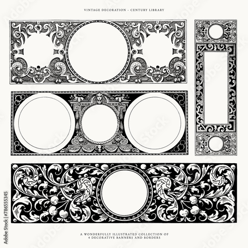 Victorian Styled Banners - Vector Clip Art for Invitations and Design (ID: 786555345)