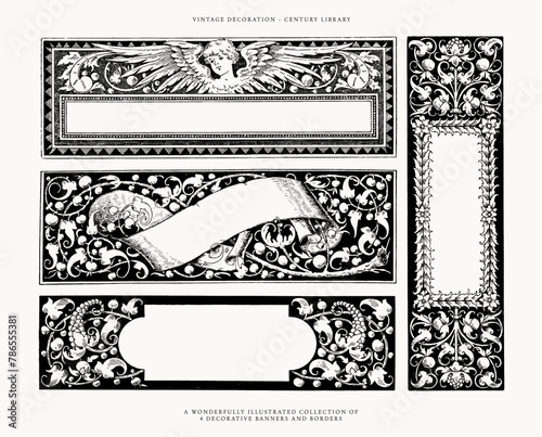 Vintage Victorian Banner / Header Illustrations - Vector Clip Art for Invitations and Design Projects (ID: 786555381)