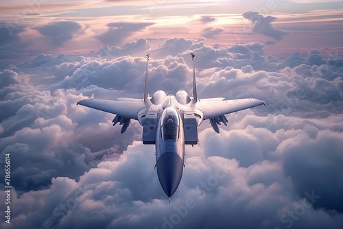 Warrior of the skies, jet fighter amongst the clouds photo