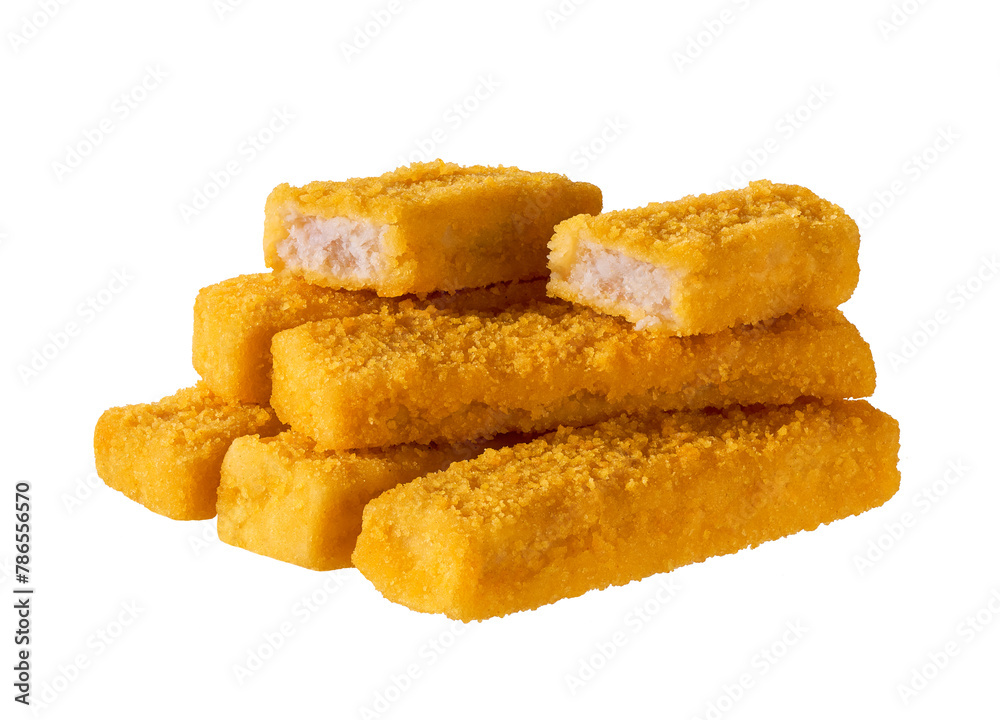 Crispy Fish fingers isolated on white background. Crispy Fish fingers isolated on white background.