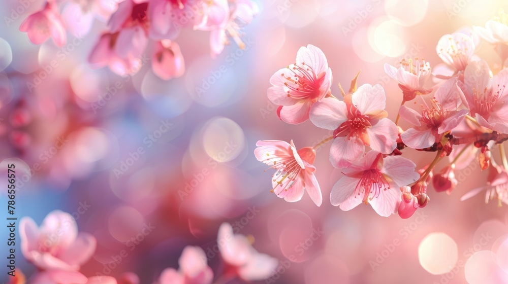 Blurred background with Cherry Blossom flower