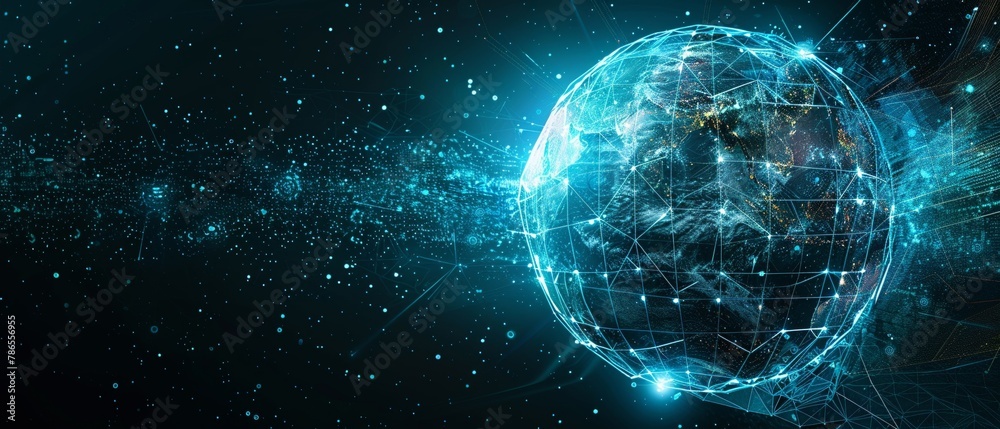 Obraz premium Tech evolution, globe on silicon brain