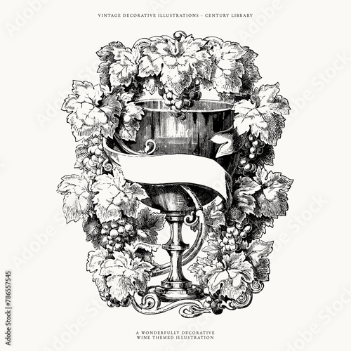 Goblet of Wine Illustration with Label / Ribbon (ID: 786557545)