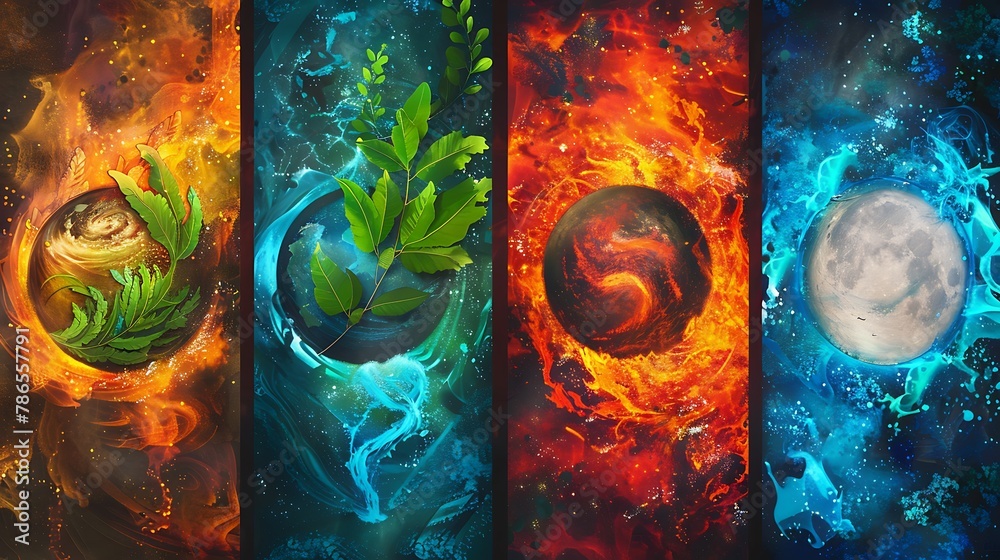 Five elements of nature air water fire earth space creation of natures ...