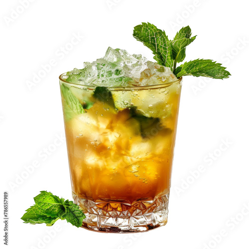 Mint Julep Cocktail on Transparent Background - Refreshing Bourbon Drink
