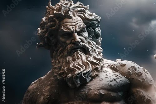 Zeus, the king of the gods, sits on his throne in a show of power and strength.