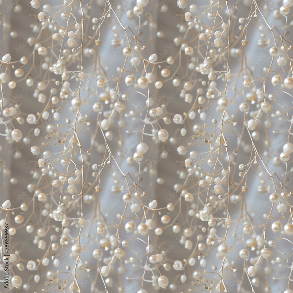 Delicate beads of natural pearls on thin golden branches. Seamless background. Delicate beads of natural pearls on thin golden branches. Seamless background.