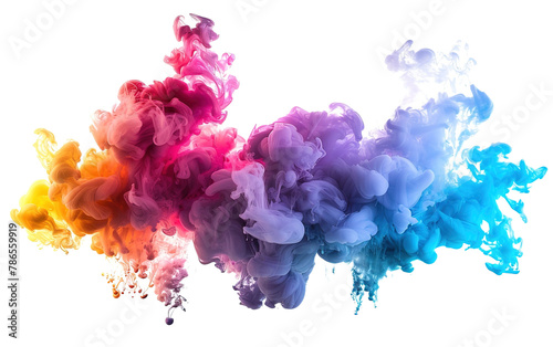 A colorful smoke explosion on transparent background, png 