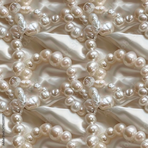 Elegant beige background with pearls. Seamless background. 