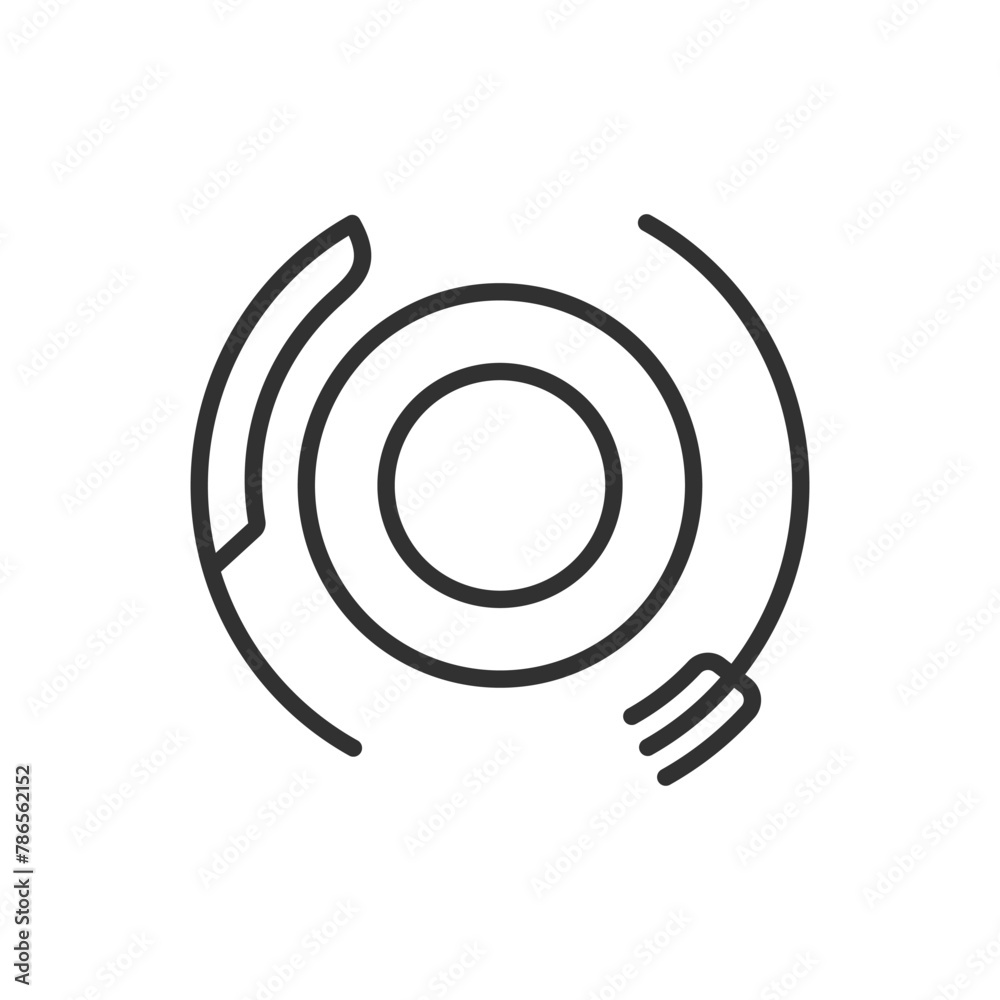 Plate knife and fork, linear icon. Preparing to eat. Cutlery. Line with editable stroke Plate knife and fork, linear icon. Preparing to eat. Cutlery. Line with editable stroke