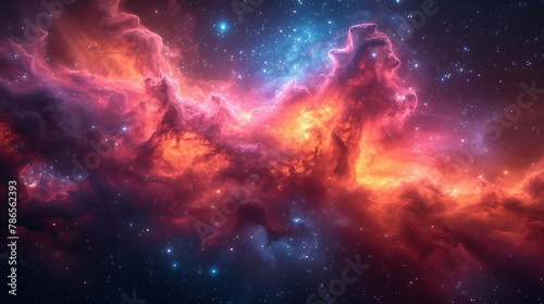A mesmerizing galaxy with vibrant colors and sparkling stars. AI generate illustration © PandaStockArt