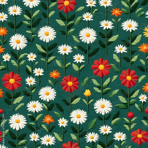 simple flower-patterned wallpaper-Generative AI
