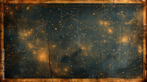 A vintage map with an overlay of constellations, blending history and astronomy. AI generate illustration photo