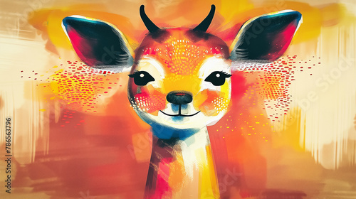 Digital art - Painting of a cute young deer