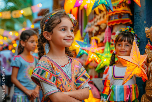 Festive children at a twilight fiesta, suitable for family event features
