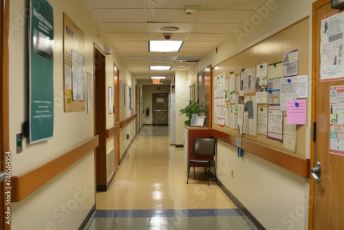 Bulletin Board Filled with Hospital Staff Notices