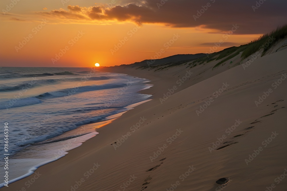 beautiful sunset in beach, beach with sunset