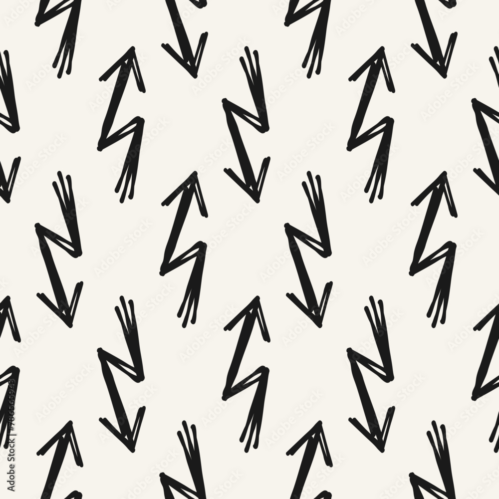 Bold hand-drawn black arrows. Sketch with grunge texture. Scribble seamless pattern. Bold hand-drawn black arrows. Sketch with grunge texture. Scribble seamless pattern.
