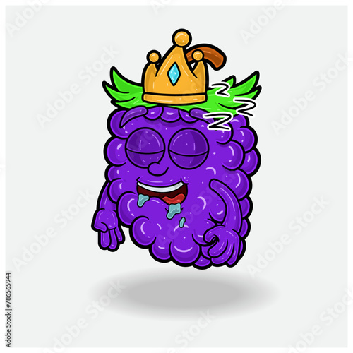 Sleep expression with Grape Fruit Crown Mascot Character Cartoon.