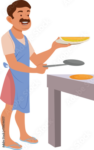 Indian Chef Making Dosa