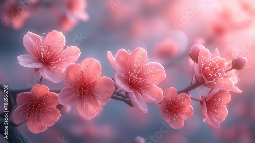 Cherry blossoms in a dreamy and pastel colored setting. AI generate illustration