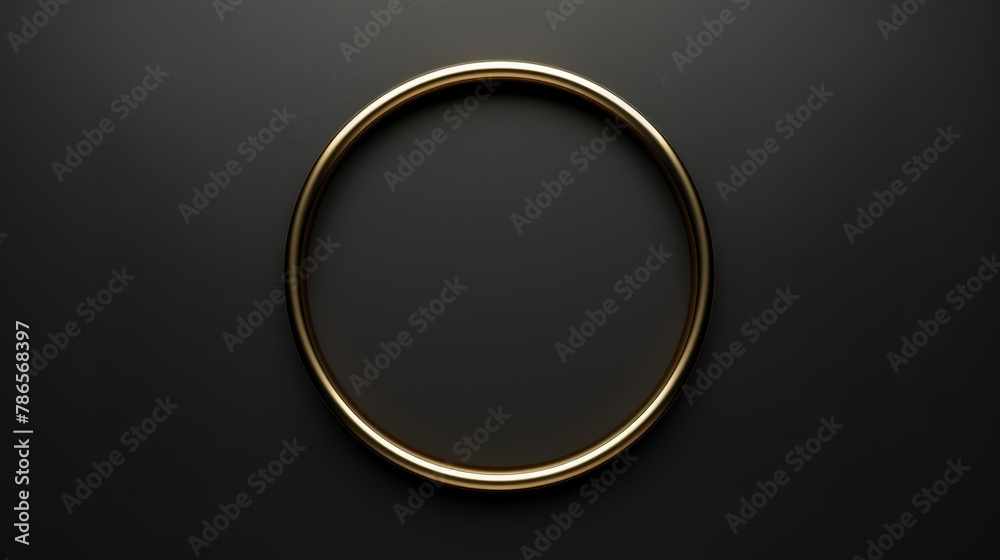 Gold ring frame on a black background. Metal circle border for awards. Luxury round shiny 3d banner. Realistic template for design. Gold ring frame on a black background. Metal circle border for awards. Luxury round shiny 3d banner. Realistic template for design.