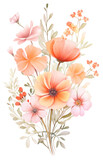 PNG Pink and orange flowers bouquet pattern plant art.