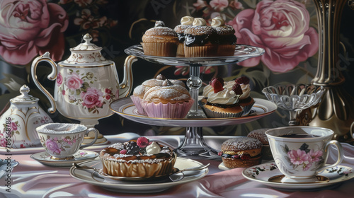 Wallpaper Mural Elegant Afternoon Tea Set With Assorted Pastries Torontodigital.ca