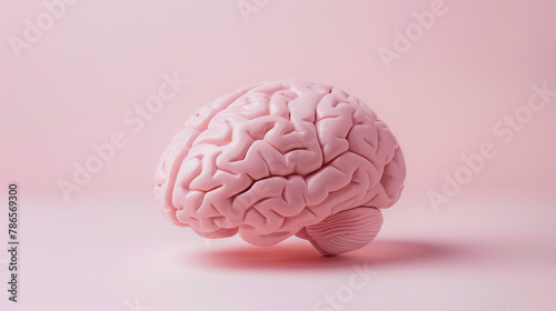 A pink brain is shown on a pink background