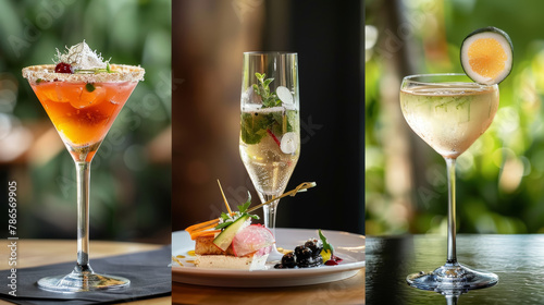 Elegant Cocktails with Culinary Garnishes Selection
