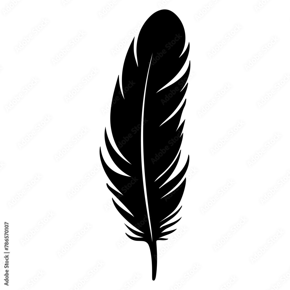Obraz premium Bird feather black icon. Vector illustration