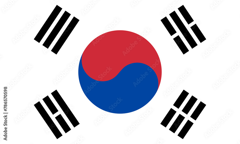 South Korea flag. Vector illustration isolated on white background South Korea flag. Vector illustration isolated on white background