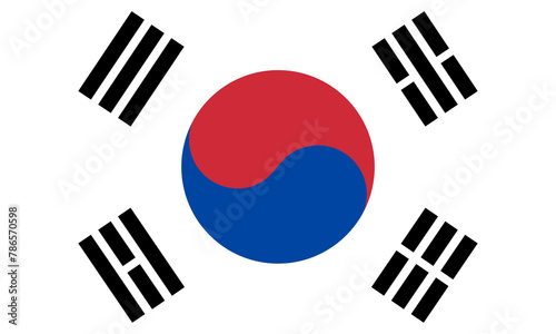 South Korea flag. Vector illustration isolated on white background photo