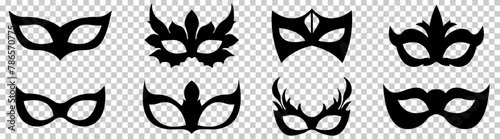 Сarnival masks icons. Design for party, parade and carnival. Vector illustration isolated on transparent background