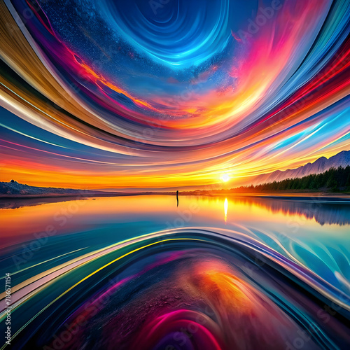 wide panoramic colorful smooth transparent abstrac