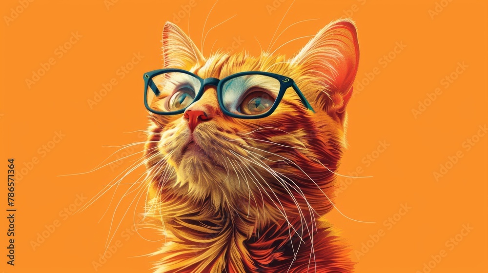Cute Hipster Cat Illustration