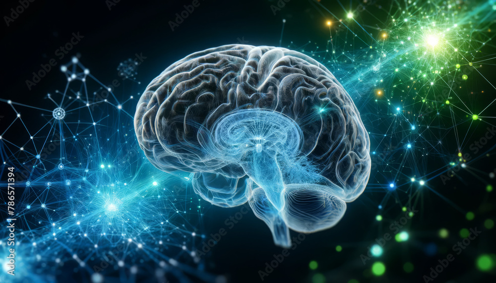 Illuminated Brain with Fiber-Optic Neural Network in a Digital Blue-Green Matrix Illuminated Brain with Fiber-Optic Neural Network in a Digital Blue-Green Matrix