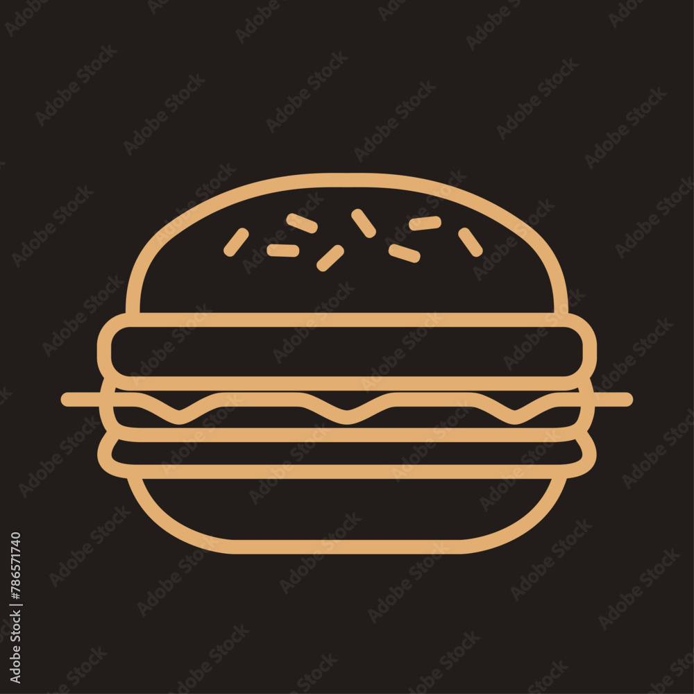 burger linear illustration design, hamburger food logo burger linear illustration design, hamburger food logo