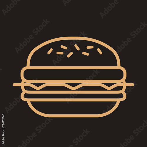 burger linear illustration design, hamburger food logo